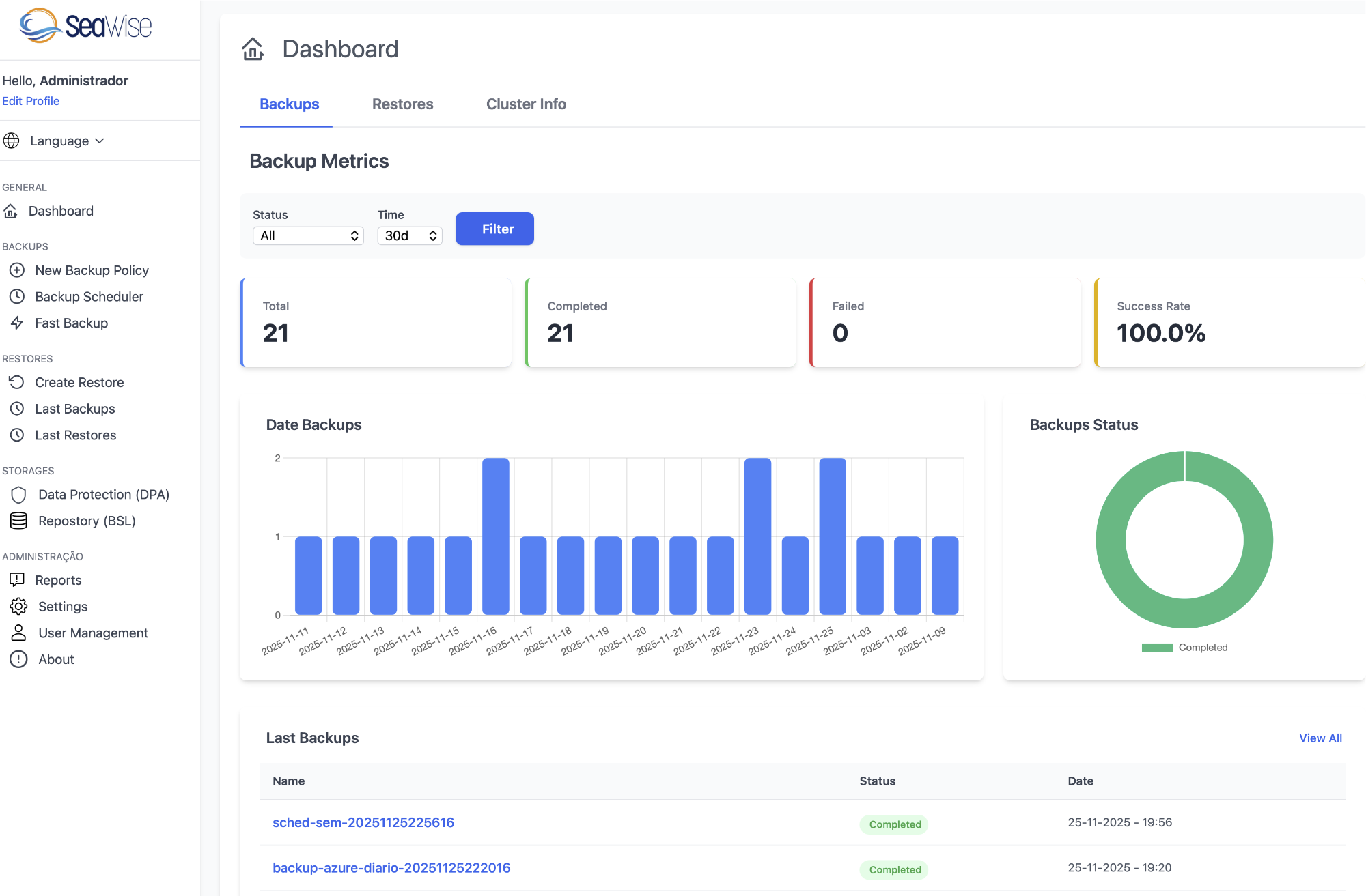 Dashboard do Seawise
