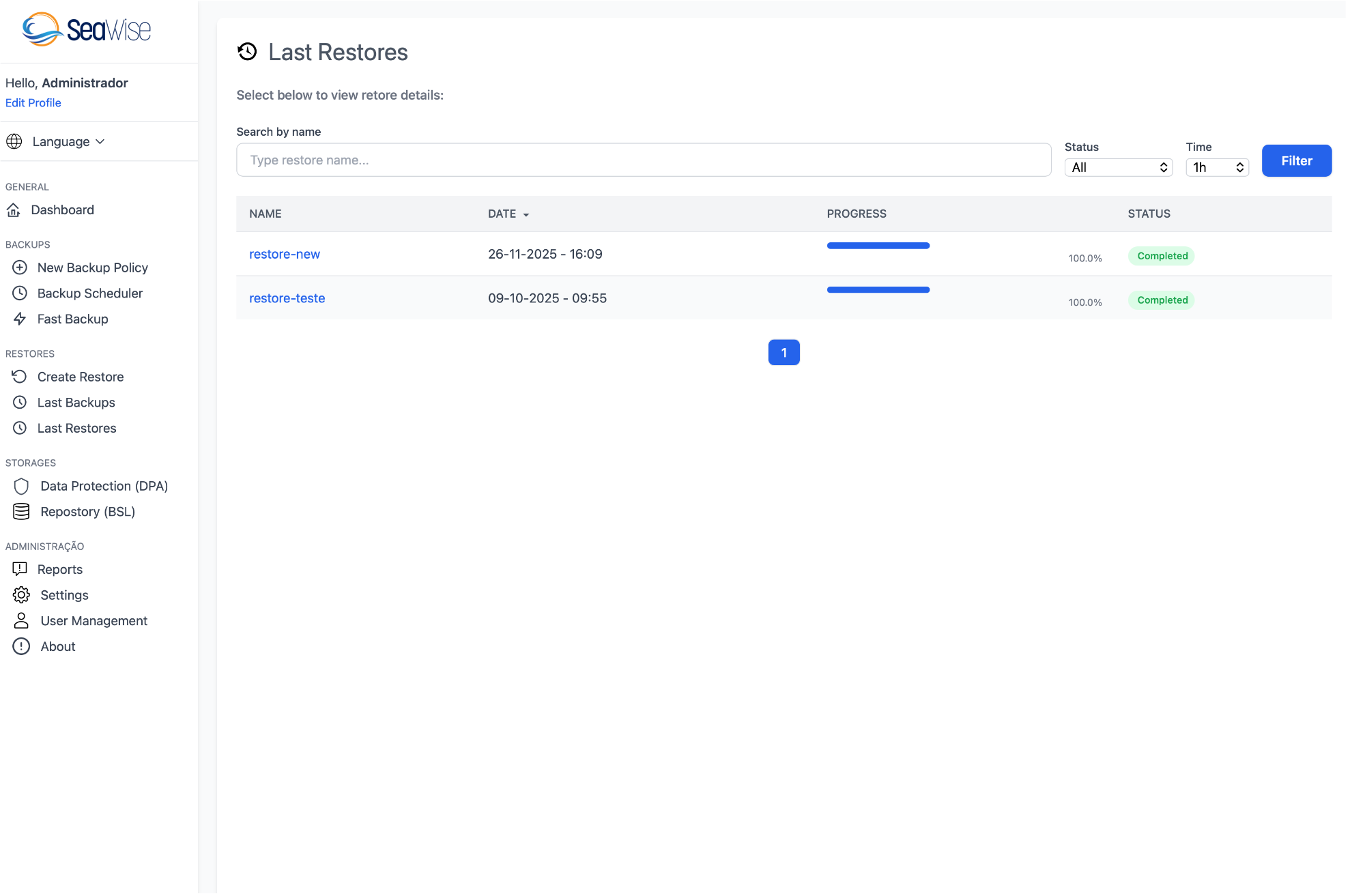 Últimos Restores do Seawise