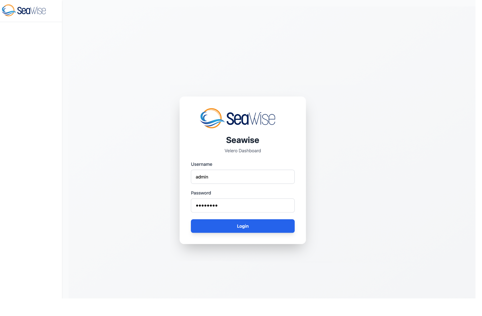 Tela de Login do Seawise